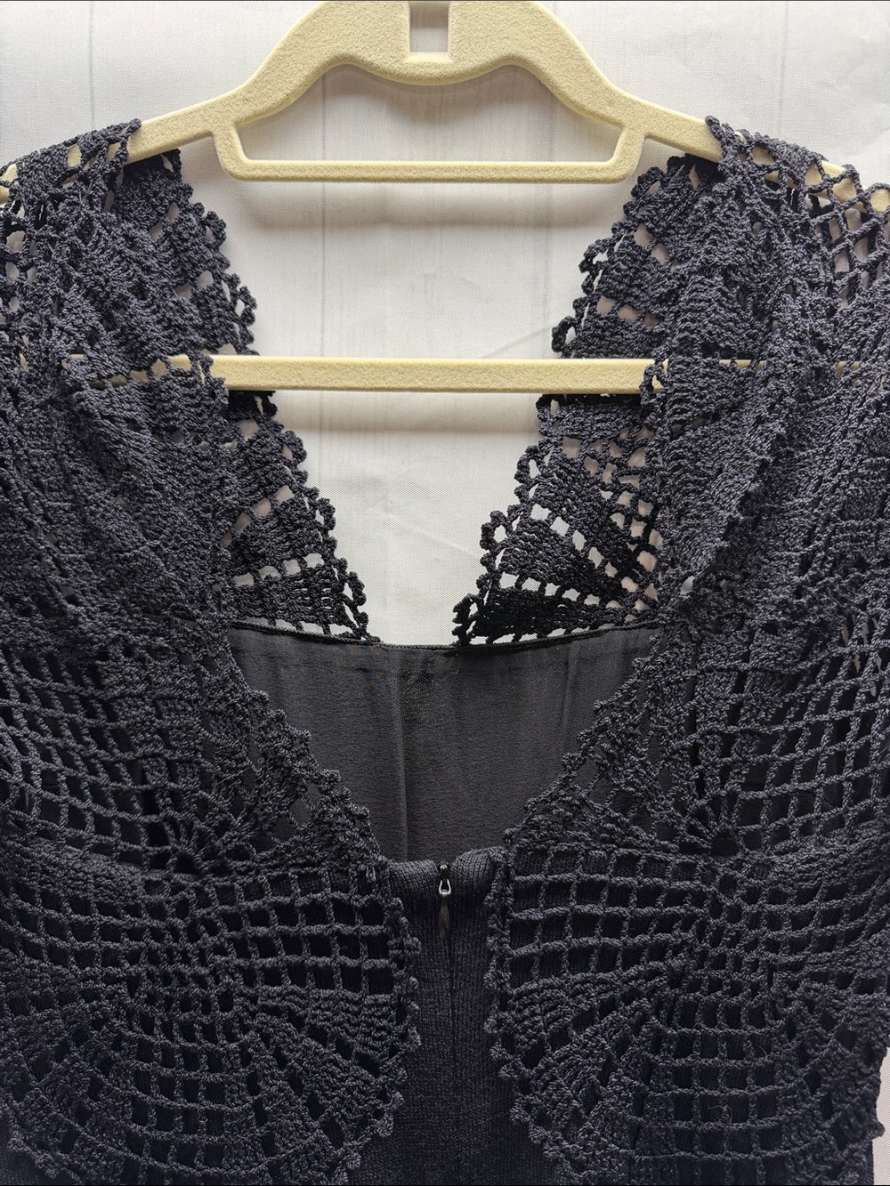 St. John Evening NWT Black Milano Knit Crochet Short Sleeve Open Back Dress 2 - Picture 8 of 13